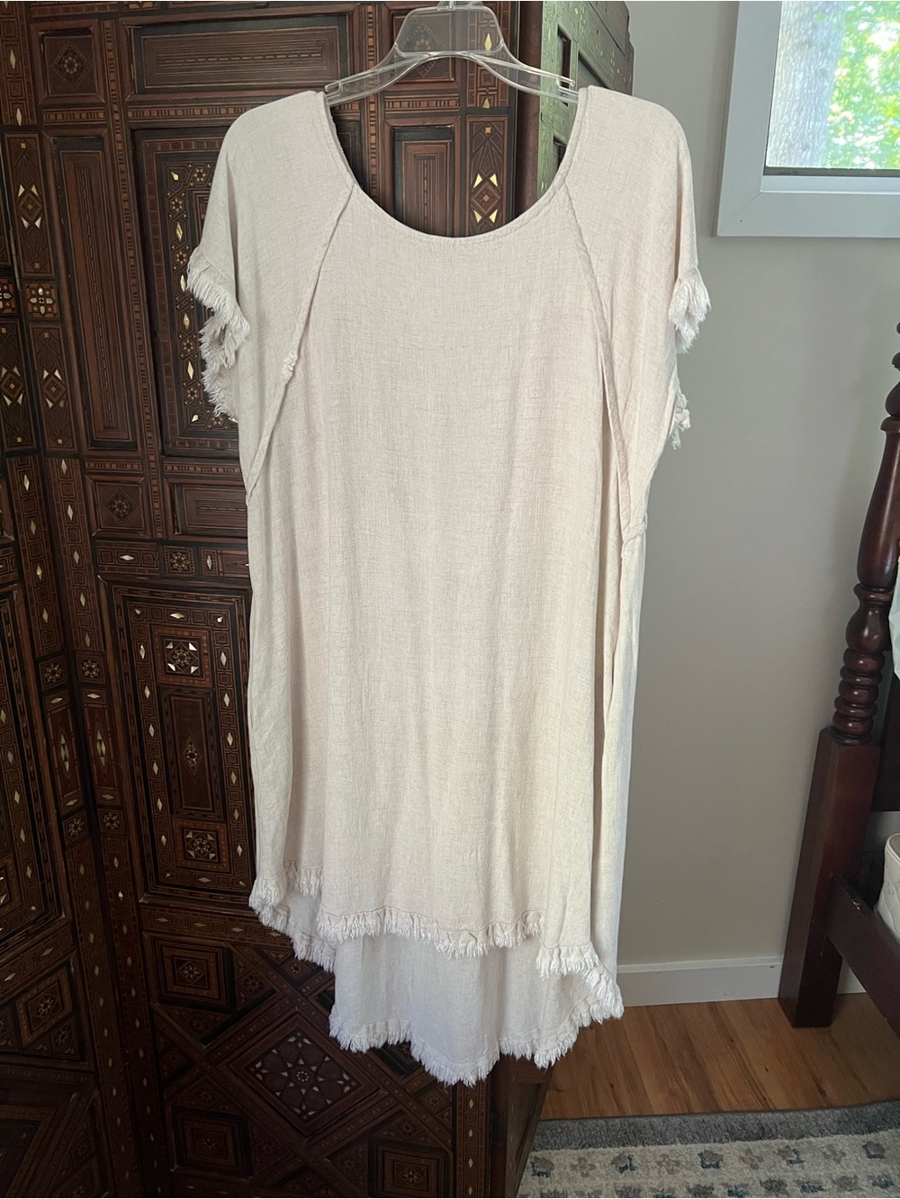 Umgee Cream Fringe-Trim Maxi Dress